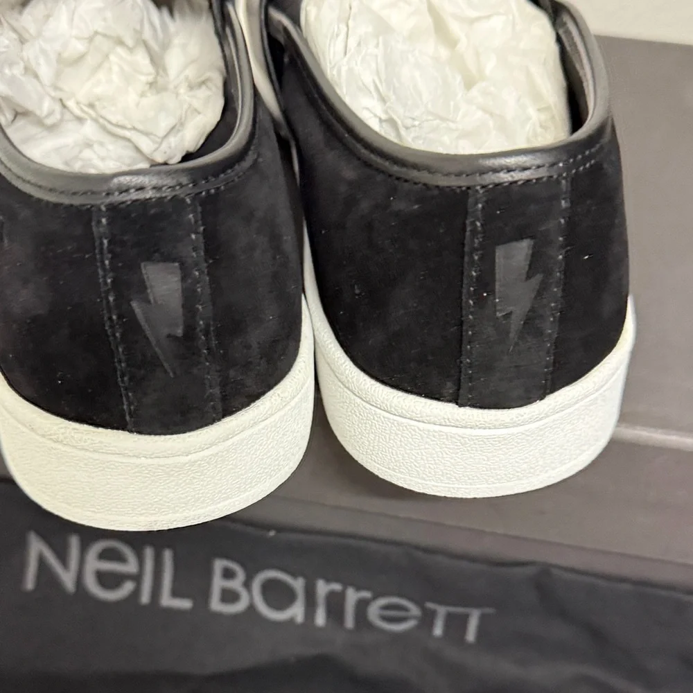 NIB Neil Barrett Black Slip-On Logo Shoes sz 38